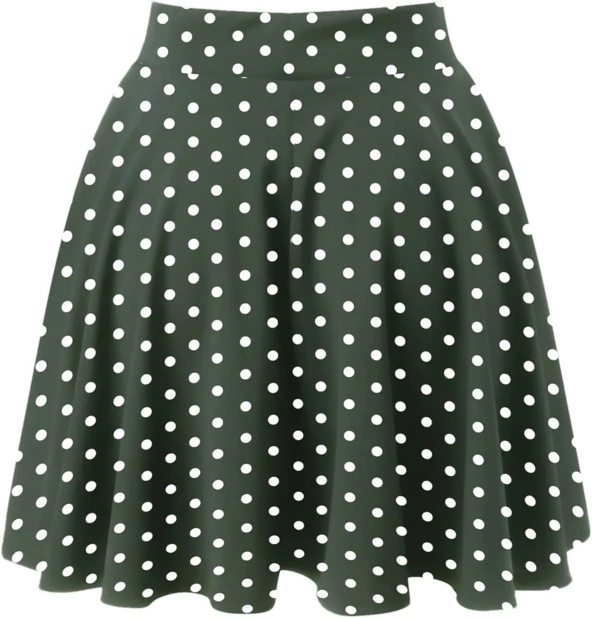 Womens A Line Midi Skirt Flared High Waist Skirts Polka Dot Pleated Ruffle Hem Vintage Mini Skirt for Women Dress