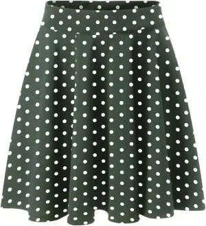 Womens A Line Midi Skirt Flared High Waist Skirts Polka Dot Pleated Ruffle Hem Vintage Mini Skirt for Women Dress