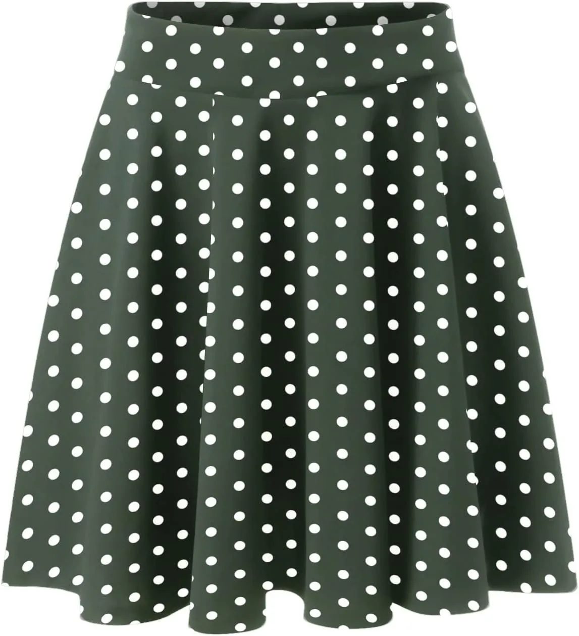 Womens A Line Midi Skirt Flared High Waist Skirts Polka Dot Pleated Ruffle Hem Vintage Mini Skirt for Women Dress