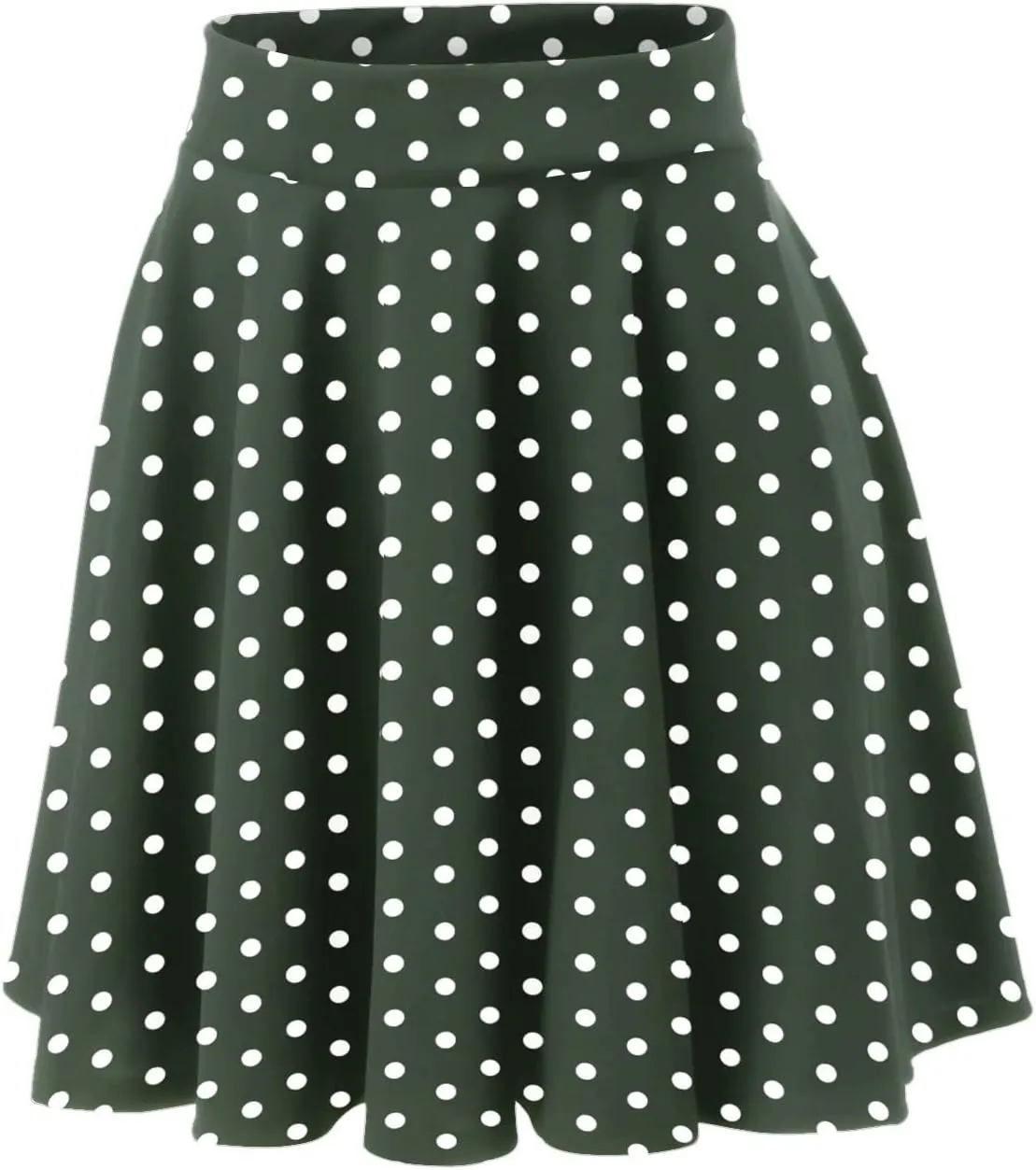 Womens A Line Midi Skirt Flared High Waist Skirts Polka Dot Pleated Ruffle Hem Vintage Mini Skirt for Women Dress