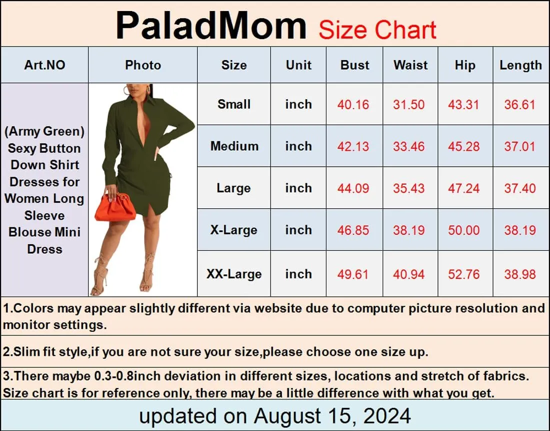 Women's Casual Long Sleeve Button Down Shirts Mini Dress Sexy V Neck T-Shirts Tops Loose Collar Long Blouse Wrap Dress