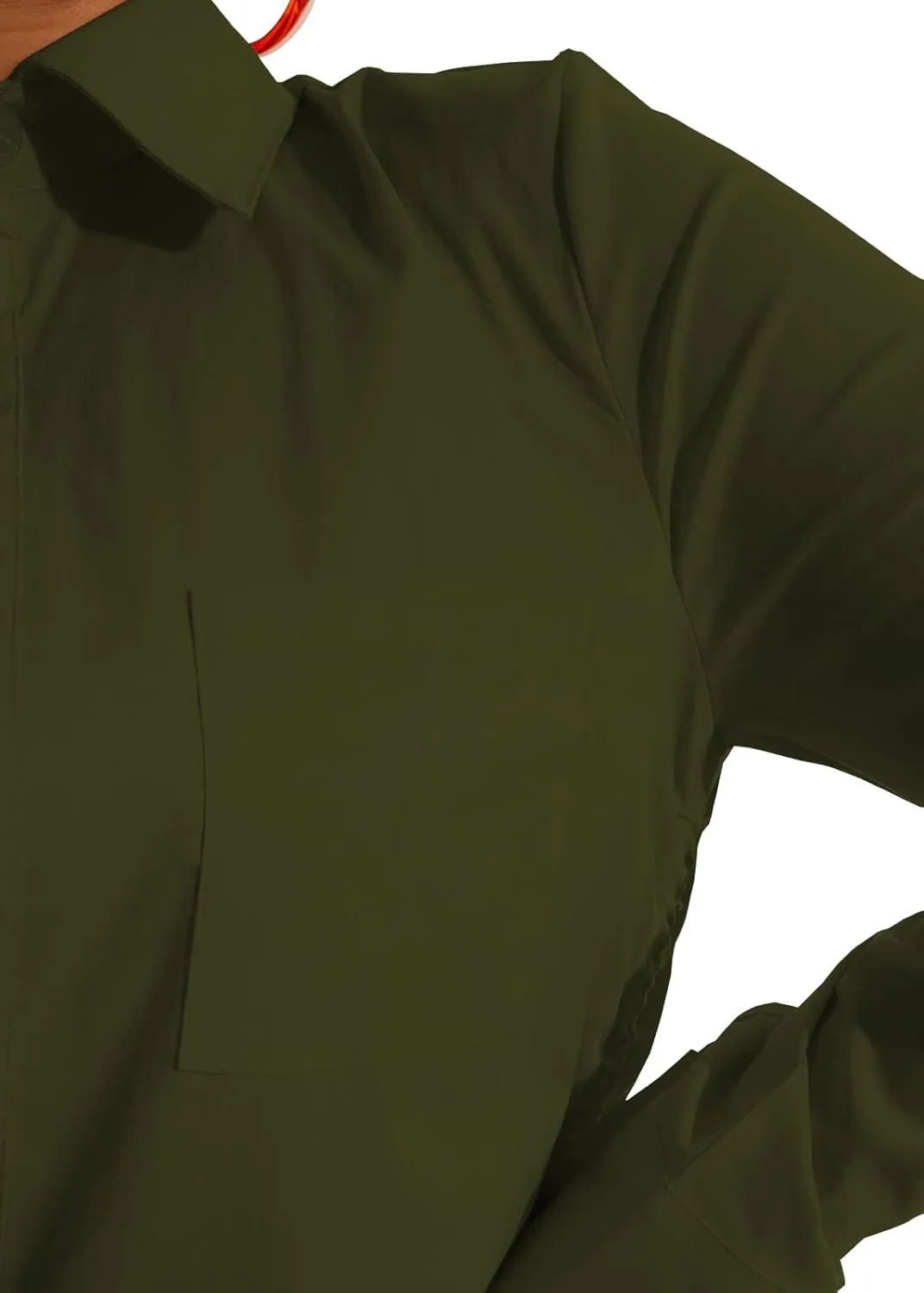 Women's Casual Long Sleeve Button Down Shirts Mini Dress Sexy V Neck T-Shirts Tops Loose Collar Long Blouse Wrap Dress