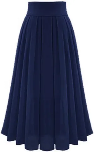 Women's Chiffon Midi Skirt High Waisted Flowy Pleated Skirts Elastic A-Line Long Skirts Casual Summer Maxi Long Skirts