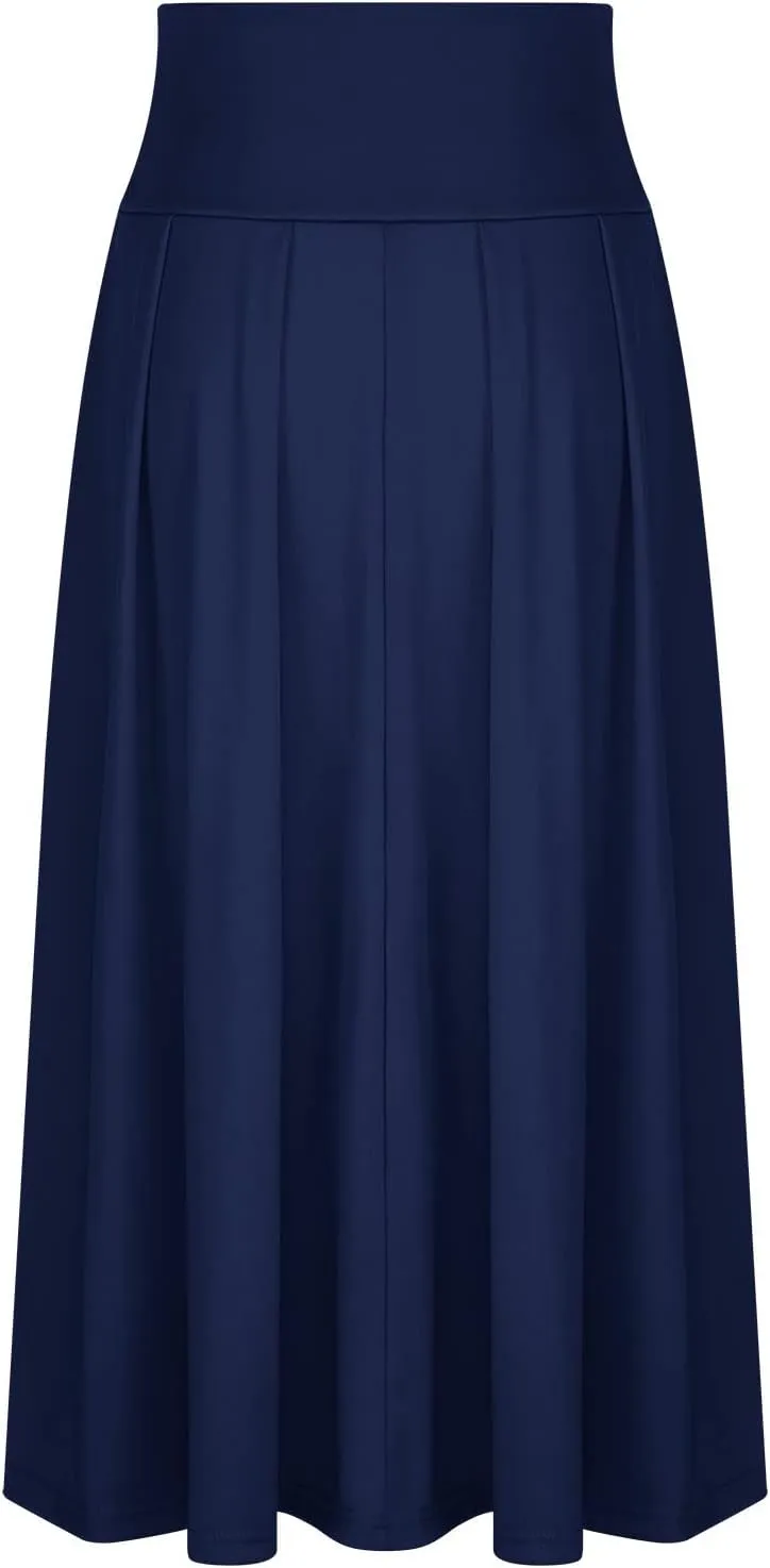 Women's Elegant High Waisted Skirt Tie Front Pleated Maxi Skirts Fashion Solid Color Flowy Swing Ankle Length Skirt