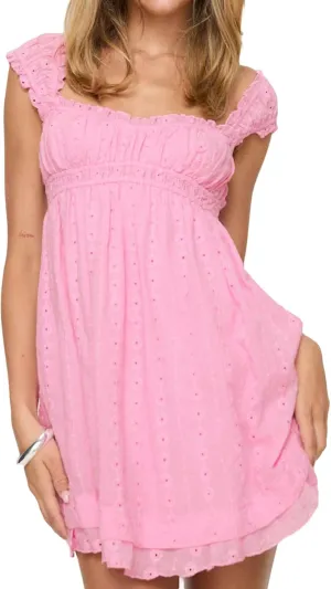 Womens Eyelet Dresses Summer Square Neck Sleeveless Babydoll Mini Dress Casual A-Line Boho Floral Beach Sundress
