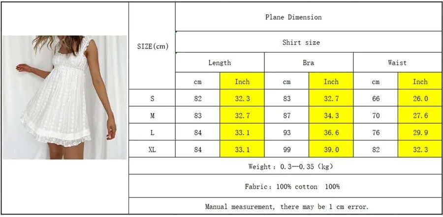 Womens Eyelet Dresses Summer Square Neck Sleeveless Babydoll Mini Dress Casual A-Line Boho Floral Beach Sundress