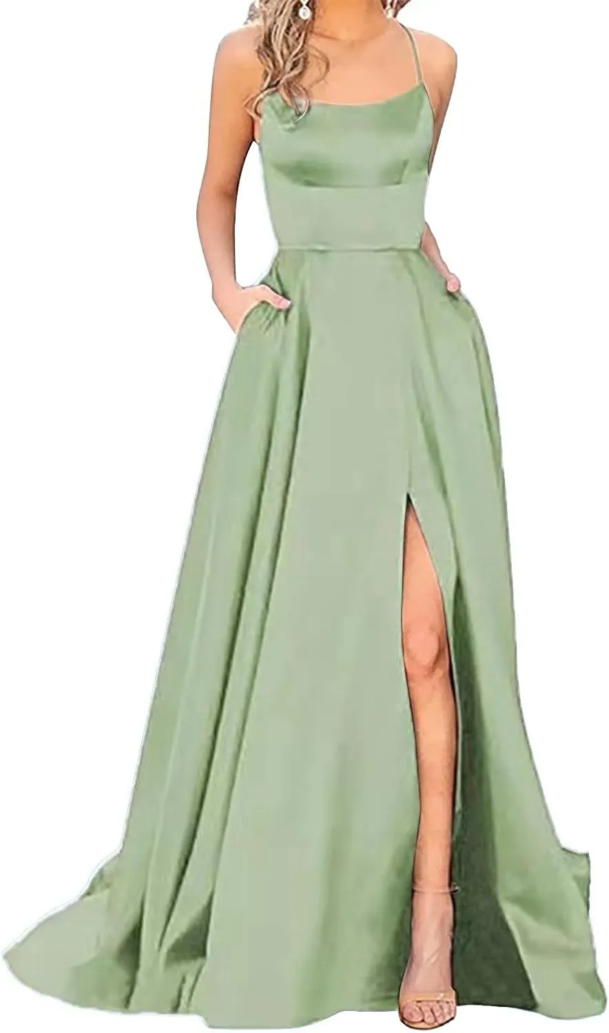 Womens Long Prom Dresses for Teens with Pockets Spaghetti Straps Formal Party Evening Gowns 2025 Prom Dress