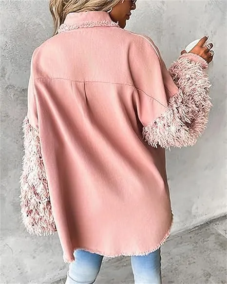 Women's Sequin Patchwork Long Sleeve Jacket Top,Denim Patchwork Sequin Jackets,Multicolor Sequin Patchwork Coat