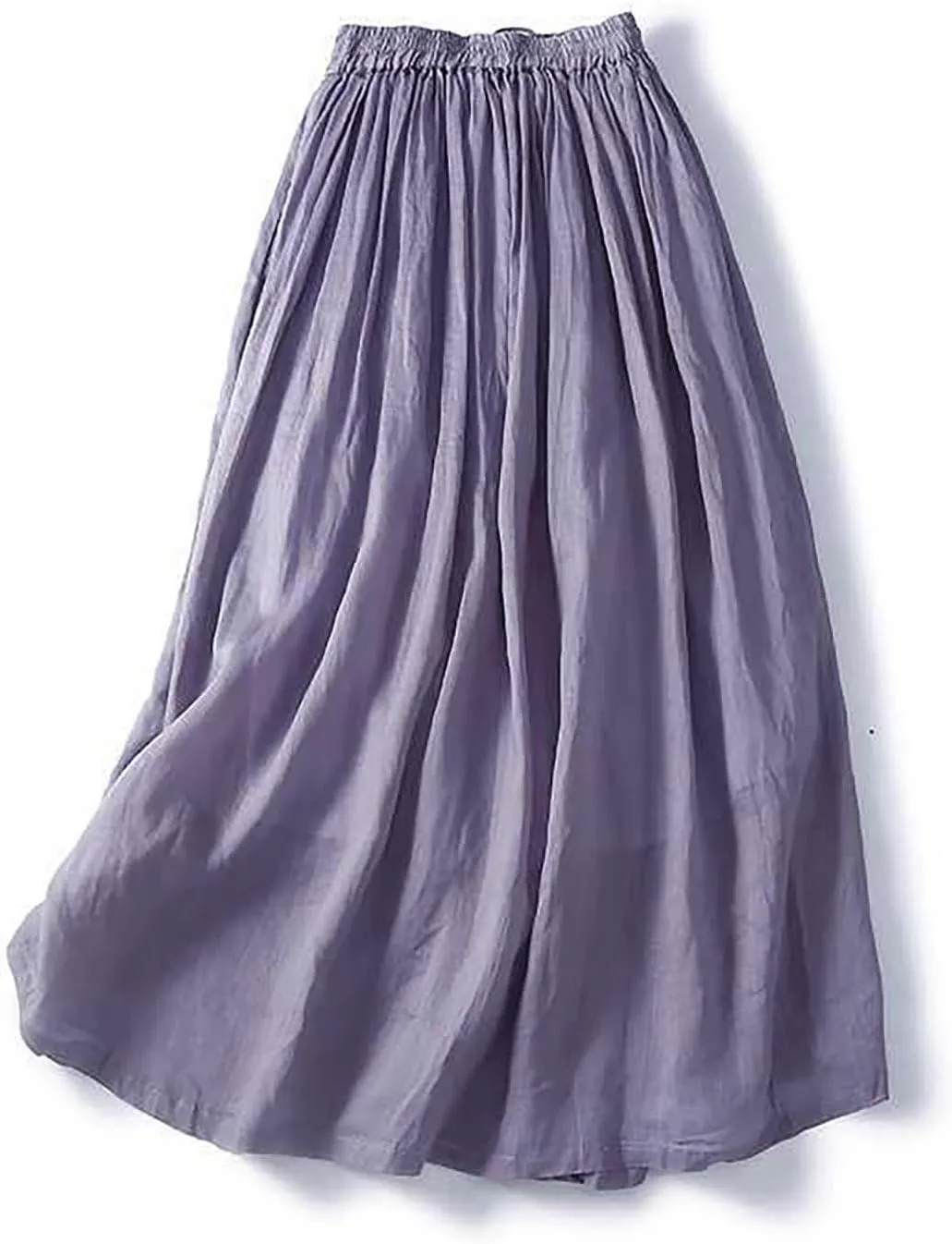Women's Summer Cotton Linen Skirts Casual Tie Waist A-Line Long Flowy Skirt with Pockets Soft Lightweight Beach Skirt