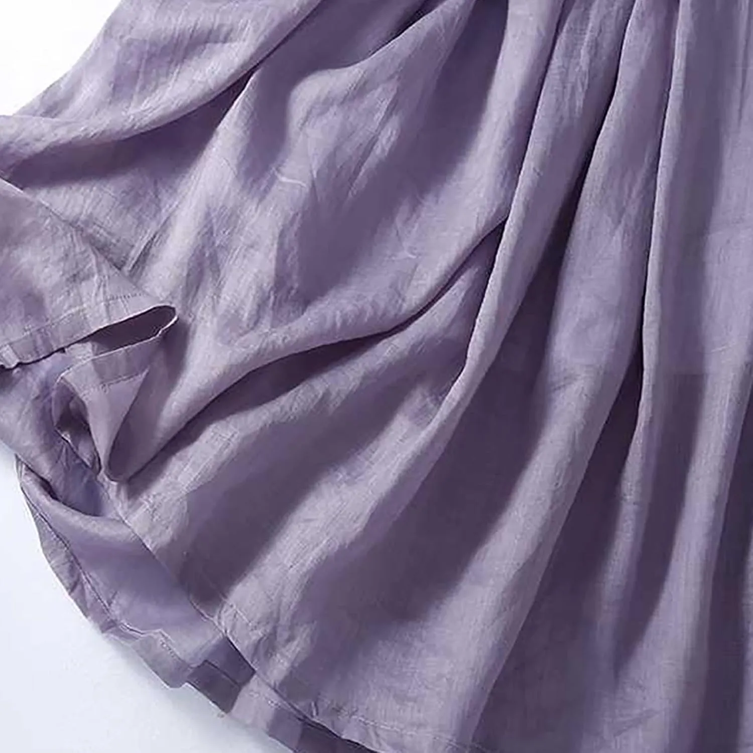 Women's Summer Cotton Linen Skirts Casual Tie Waist A-Line Long Flowy Skirt with Pockets Soft Lightweight Beach Skirt