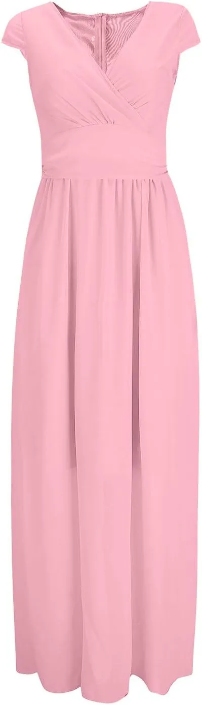 Women's Summer Formal Wedding Guest Dress Off Shoulder High Slit Maxi Bodycorn Dress Ruffle Hem Long Dress