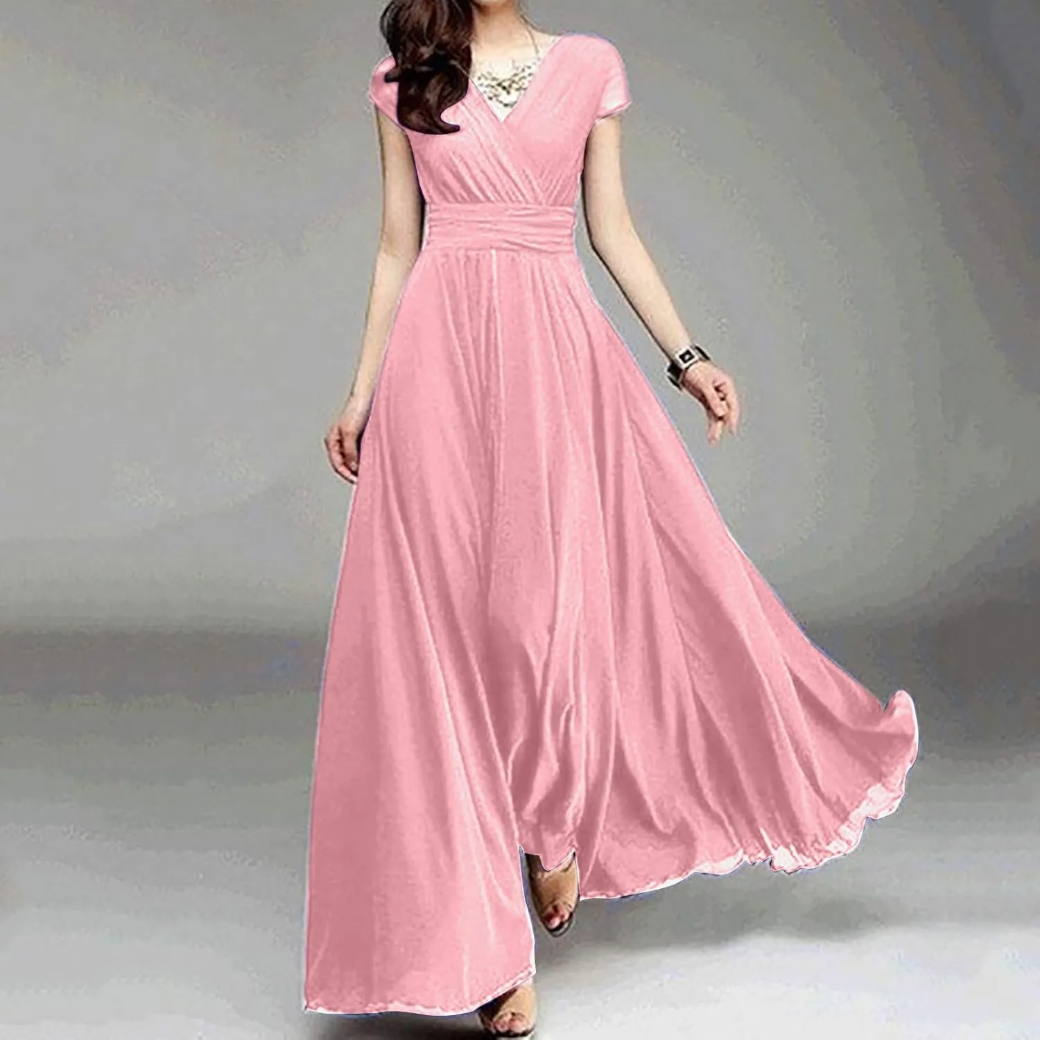 Women's Summer Formal Wedding Guest Dress Off Shoulder High Slit Maxi Bodycorn Dress Ruffle Hem Long Dress