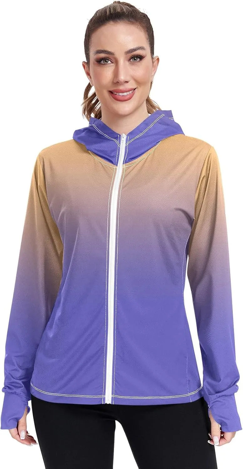 Womens Sun Protection Shirts Athletic Jacket with Thumb Holes Long Sleeve Spf 50 Cooling Shirts