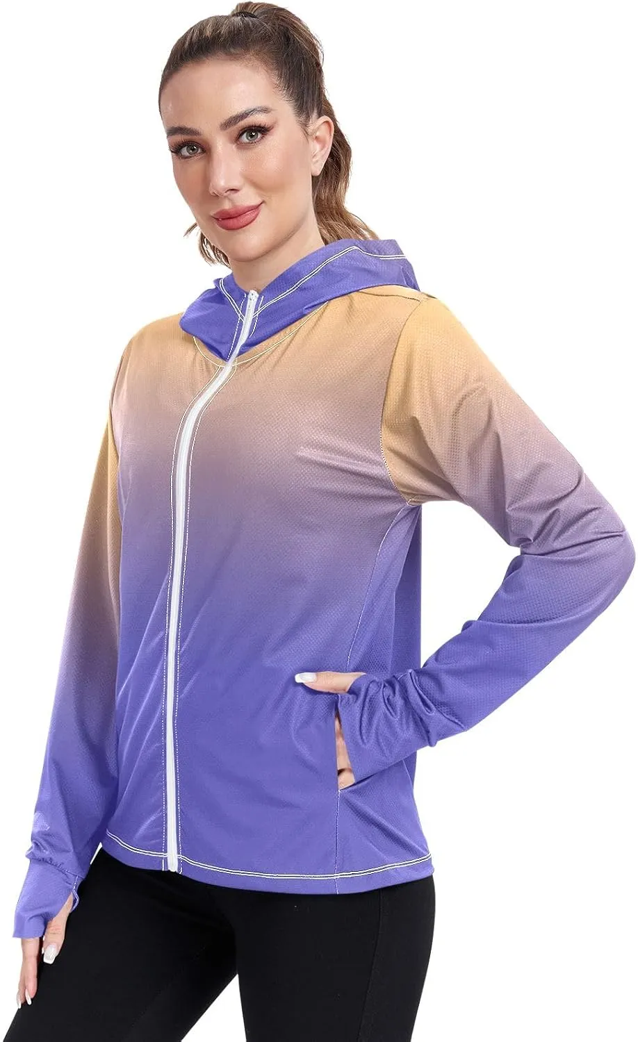 Womens Sun Protection Shirts Athletic Jacket with Thumb Holes Long Sleeve Spf 50 Cooling Shirts