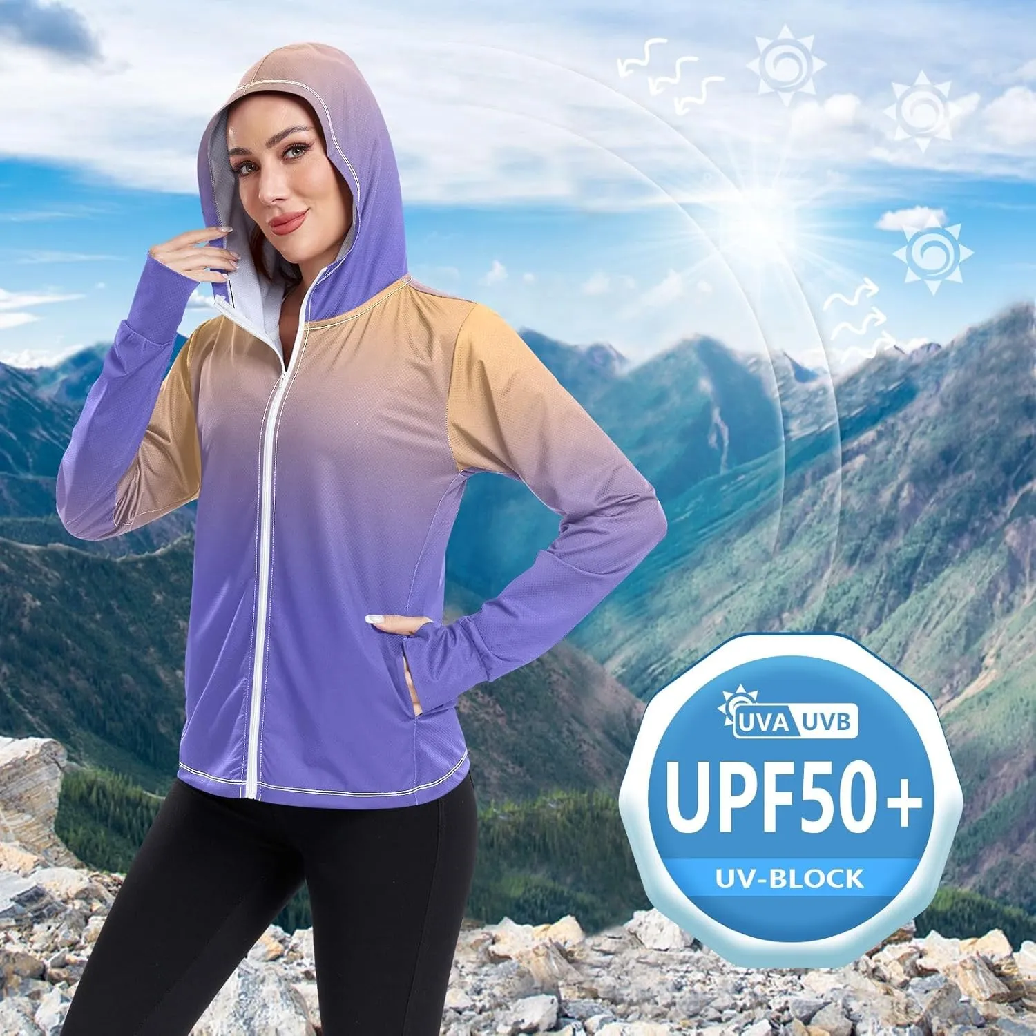 Womens Sun Protection Shirts Athletic Jacket with Thumb Holes Long Sleeve Spf 50 Cooling Shirts