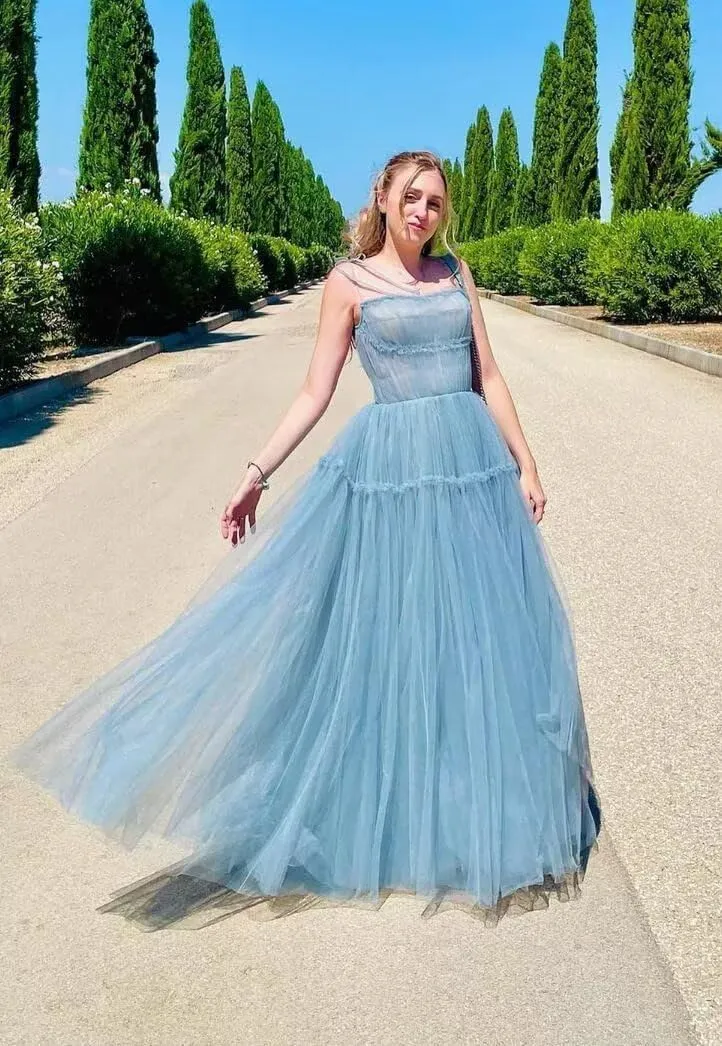 Women's Tulle Prom Dress A-Line Evening Party Gown 2025 Backless Bridesmaid Dresses Spaghetti Straps Princess Dress
