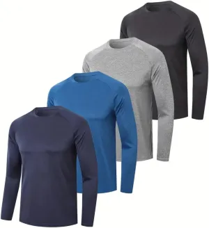 YIBIMOTTO Men's Solid Color Fishing Shirt Long Sleeve Quick Dry Tops Sun Protection Sports Clothing Multi Packs
