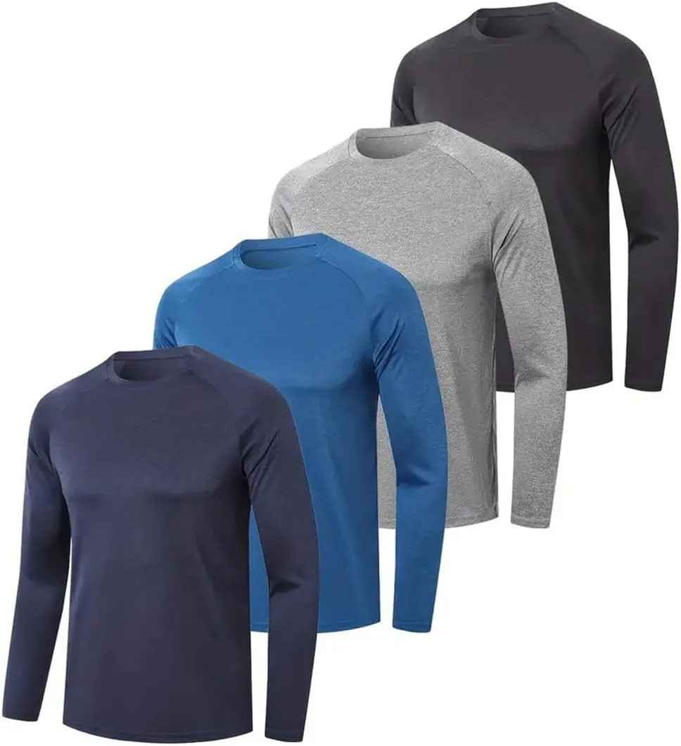 YIBIMOTTO Men's Solid Color Fishing Shirt Long Sleeve Quick Dry Tops Sun Protection Sports Clothing Multi Packs