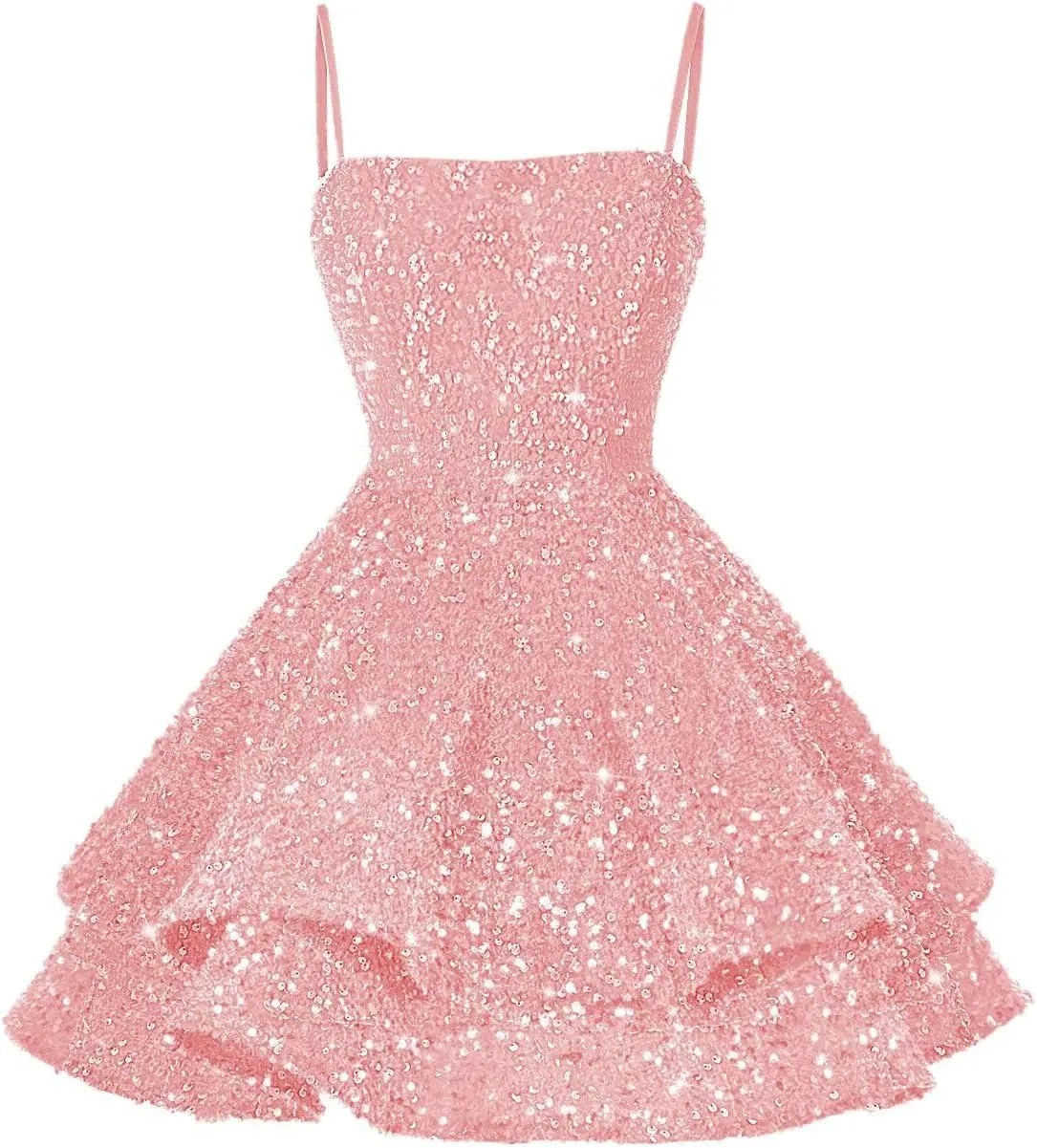 YOFF Sequin Short Homecoming Dresses for Teens 2025 Sparkly Spaghetti Straps Sweet 16 Prom Cocktail Dress YO070
