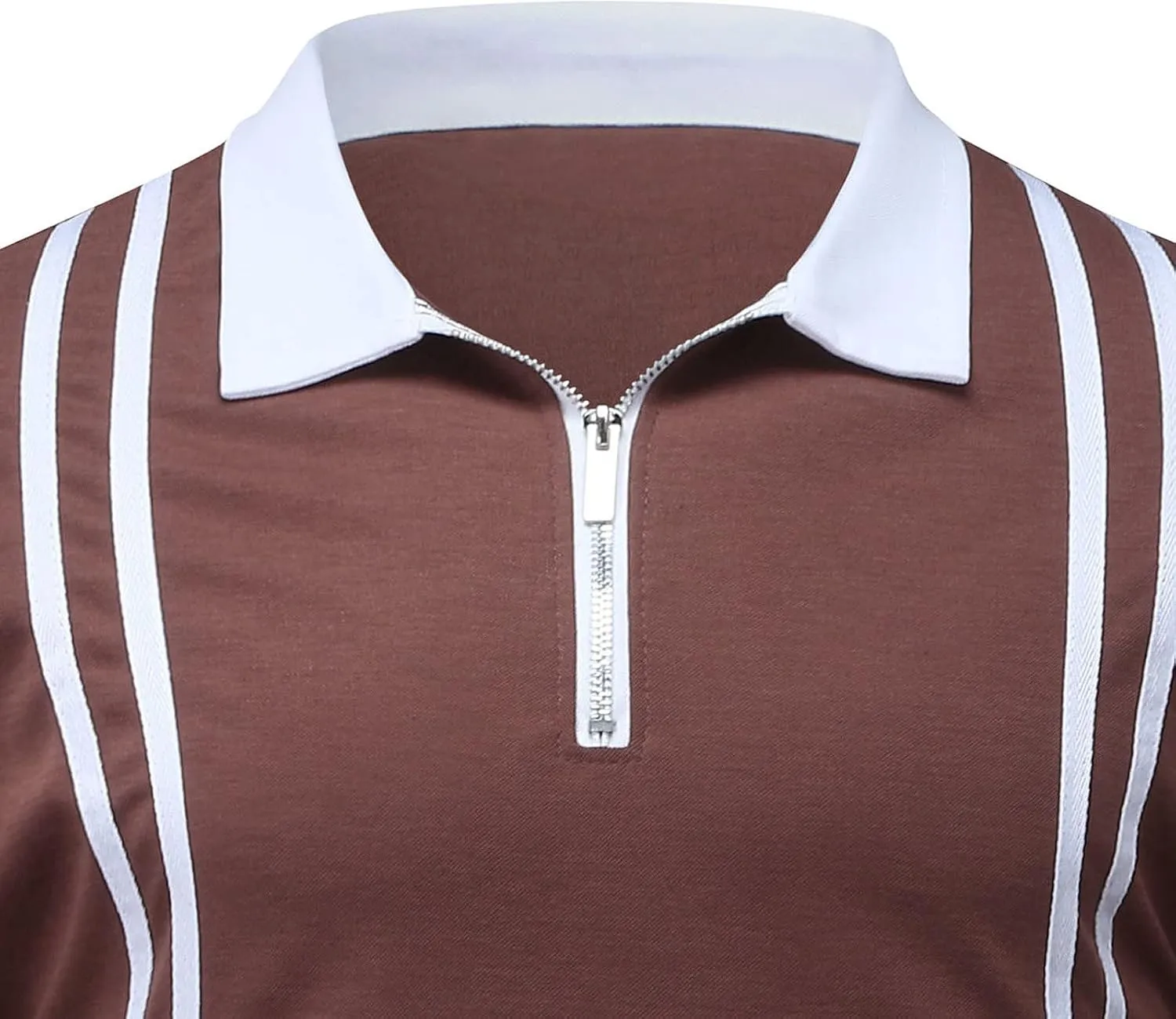 ZYXTIM Men's Long Sleeve Polo Shirts with Collar Casual Waffle Knit Zipper Up Colorblock/Stripe Lapel Sports Golf Work Tops