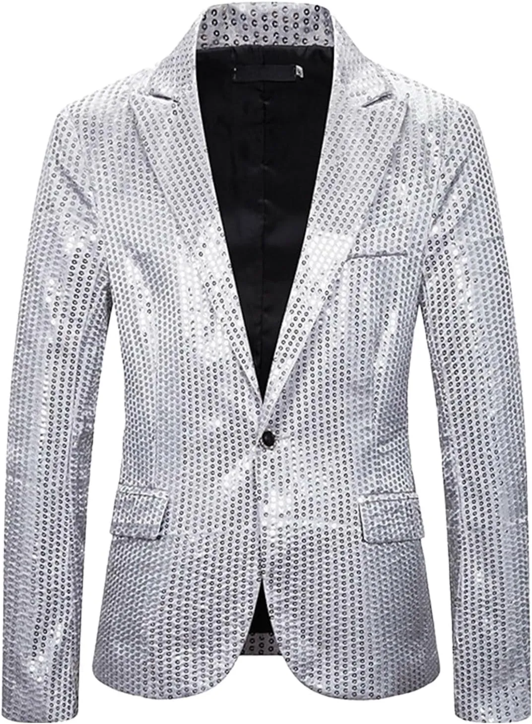 ZYXTIM Sequin Blazer for Men Disco Prom Shiny Jacket Party Prom Wedding Party Tuxedo Slim Fit Fashion Sport Coat with Pockets
